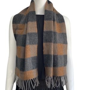 Nordstrom 100% Cashmere Plaid Brown and  Grey Wrap Scarf